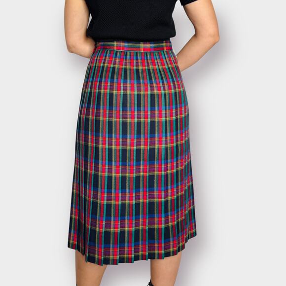 90s Multicolor Plaid Wool Skirt Size‎ M - Picture 5 of 5